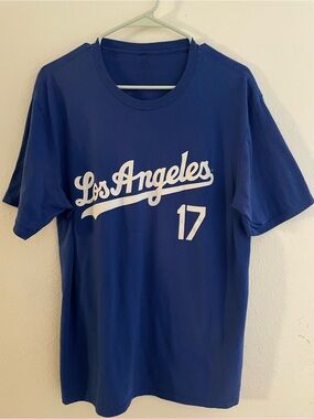 Majestic Los Angeles Dodgers Shohei Ohtani #17 Short Sleeve Shirt, Blue